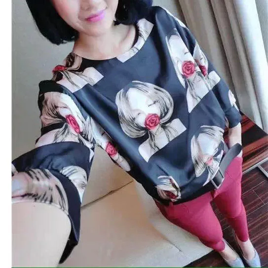 Pop Bestsellers font b Women b font font b Blouses b font Nice Fashion Cartoon Lady