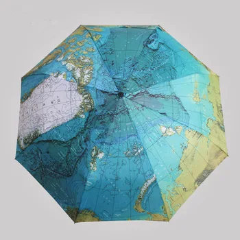 

2018 English World Map umbrella originality Artistic flower cute UV protection Personality Automatic Sun umbrella