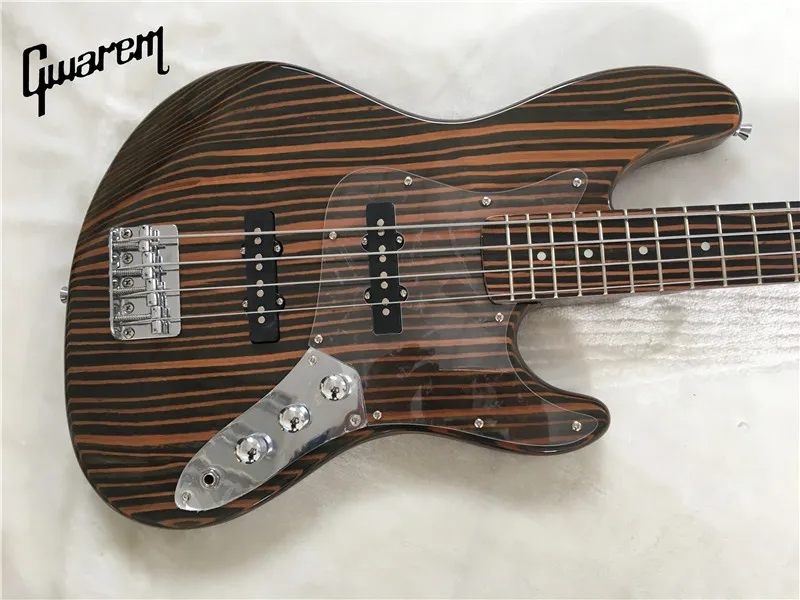 Electric guitar/Gwarem JA ZZ bass guitar/zebrawood body and neck/bass