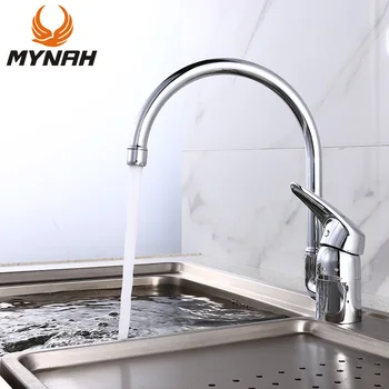 

MYNAH Kitchen Faucet Chrome Polished Single Holder Single Hole Tap Classic Sink Faucet