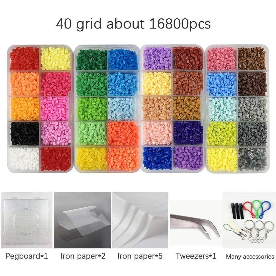 20-80 Colors Mini 2.6 Hama Beads kits and Tool template Education Toy Perler Fuse Bead Jigsaw Puzzle 3D For Children 2