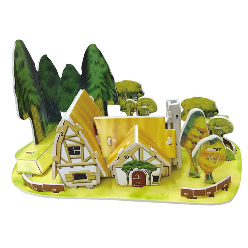 

3D Puzzle Safe Foam Model Building Architecture Diy House Diy Forest Cabin House Tree Toys for Kids