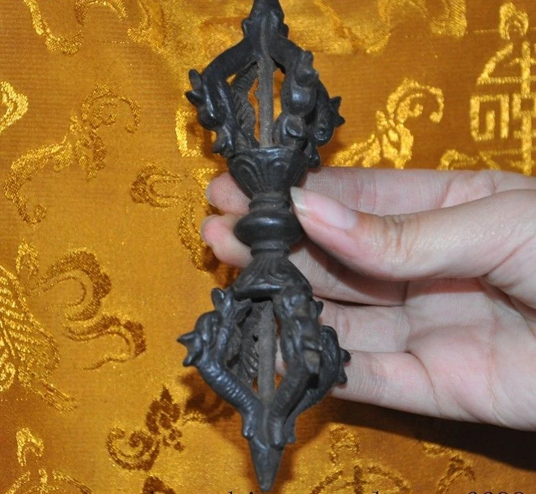 5 &quotСтарый тибетский буддизм Бронзовая голова дракона Phurpa Dorje Pestle Vajra FaQi|Статуи и