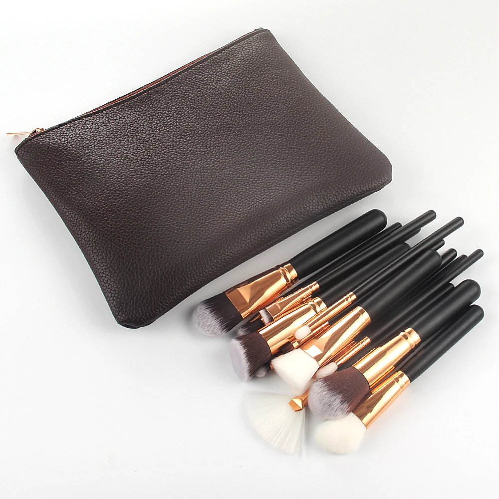 15pcs brown makeup brushes (5)