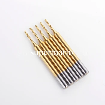 

free shipping 5x 1/8'' Titanium N2 Coated Carbide One Single Flute CNC Router Bit 1.2mm x6mm for machinery (1LX3.1.206-Tix5pc)