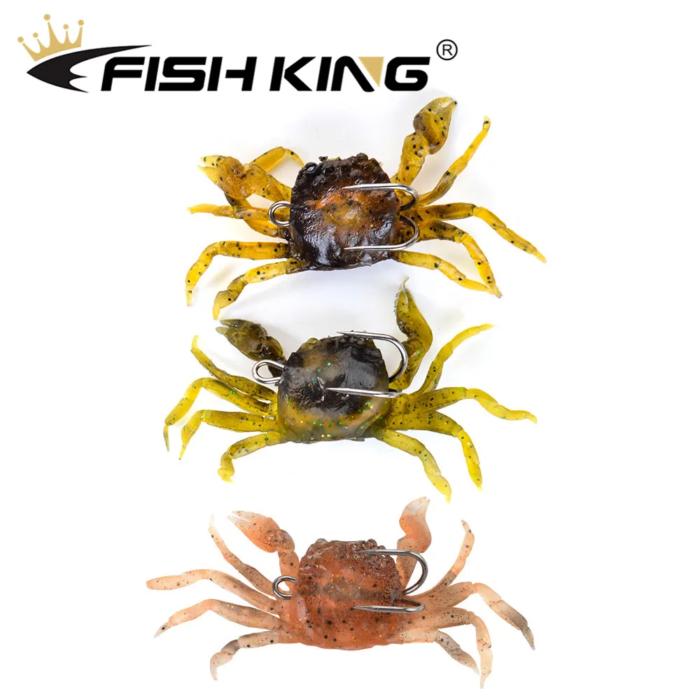 FISH KING 1 шт. 33,6 г приманки в виде краба 3D моделирование Мягкая приманка с свинцом двойной якорь крючок рыболовные приманки искусственные приманки снасти