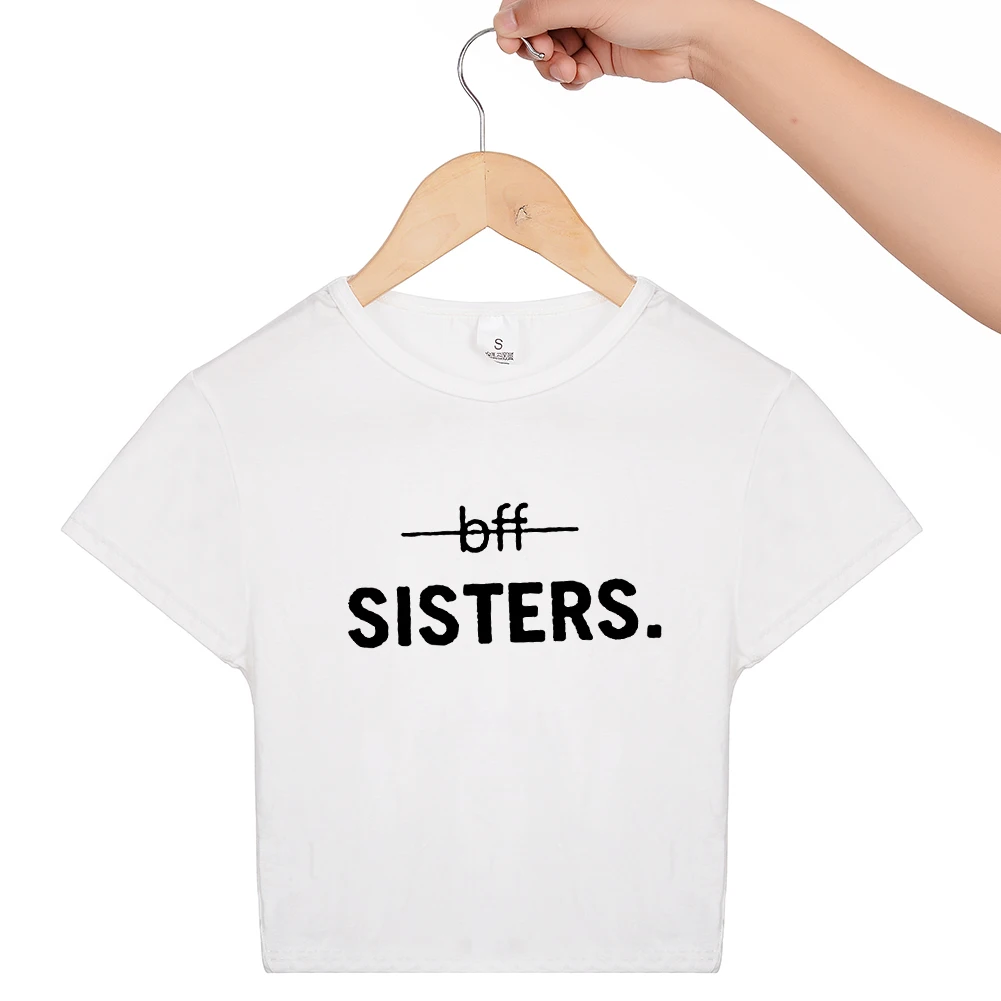 BFF Футболка Топ с надписью Best Friend Sister Tumblr Укороченная рубашка модные повседневные
