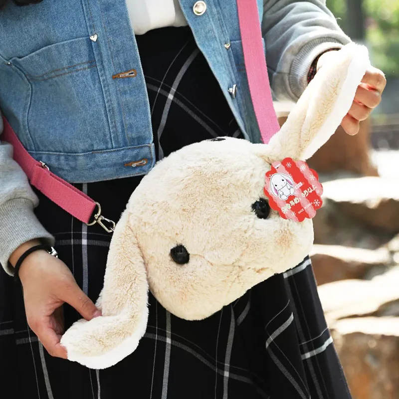 high quality rabbit plush backpack cute pink bunny stuffed soft toy