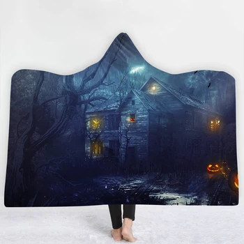

SOFTBATFY Happy Halloween Hooded Blanket Fleece Throw Blanket Dropshipping
