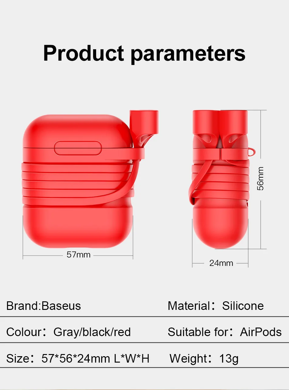 Чехол для наушников Baseus для Apple Airpods Airpod 1 2 силиконовый матовый чехол для зарядки Air Pods 2 1 Coque Fundas с ремешком