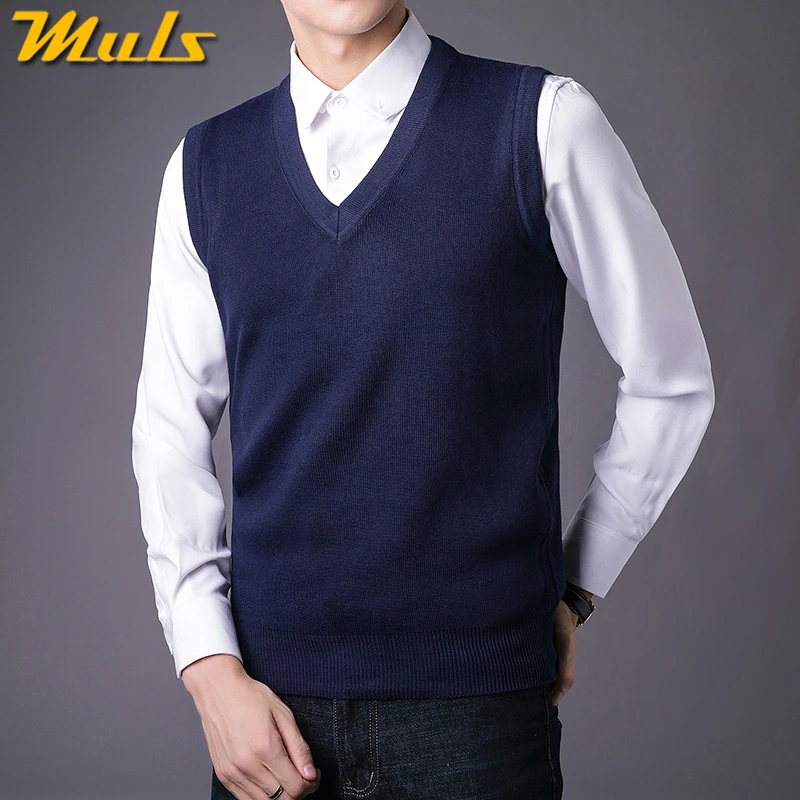 Men Sweater Vest Male Winter Knitted Sleeveless Sweater Men Pullover ...