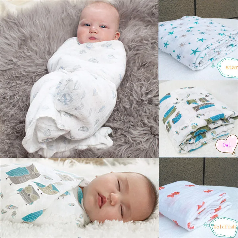 120x120cm Muslin Baby Swaddling Blanket Newborn Infant 100 Cotton Swaddle Towelin Blanket