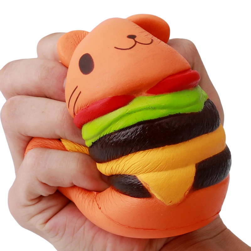 Игрушки Jumbo Squishies для детей, медленно поднимающаяся антистрессовая игрушка, кот, гамбургер, фри, сквишиес, игрушка для снятия стресса, забавная игрушка