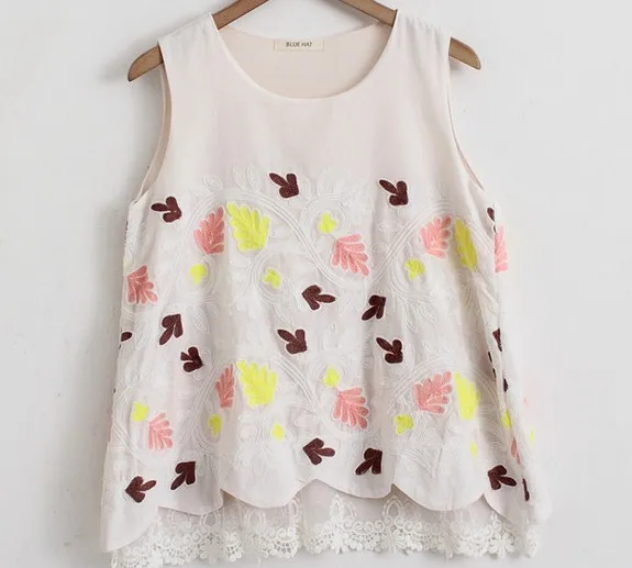 Mori Girl Cute Sweet Lace Embroidery Tank Tops Ropa Mujer Women Summer