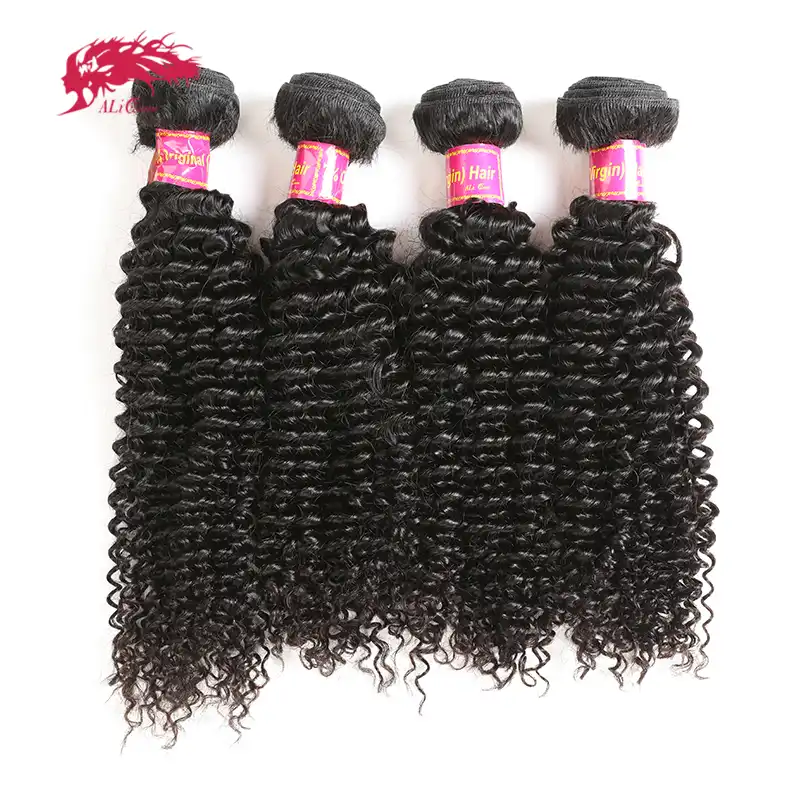 Ali Queen Hair 10a Kinky Curly Brazilian Virgin Hair Weft 4 Bundle