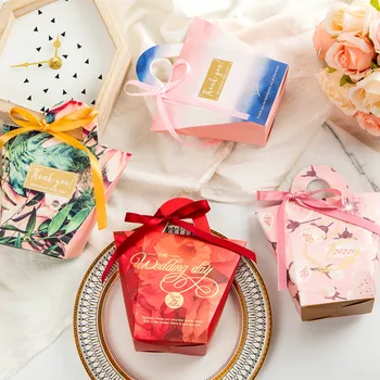 

20Pcs New Romantic Pink Favor Candy Bag Boxes for Wedding or Birthday Party Event Gifts Sweet Chocolates Storage Jewelry Box