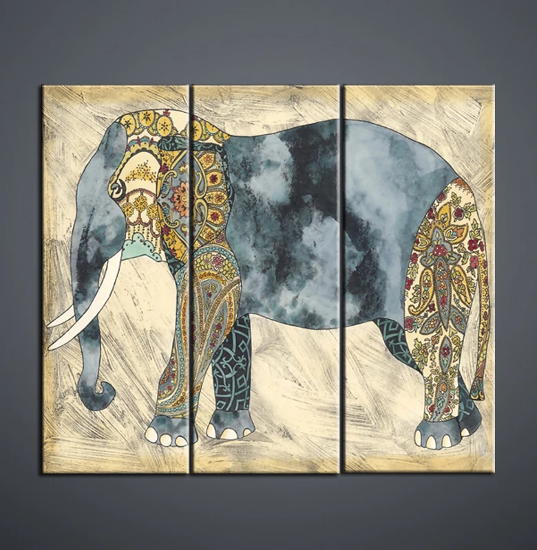 Wall art Living room decorative painting Animal Elephant 3 combination