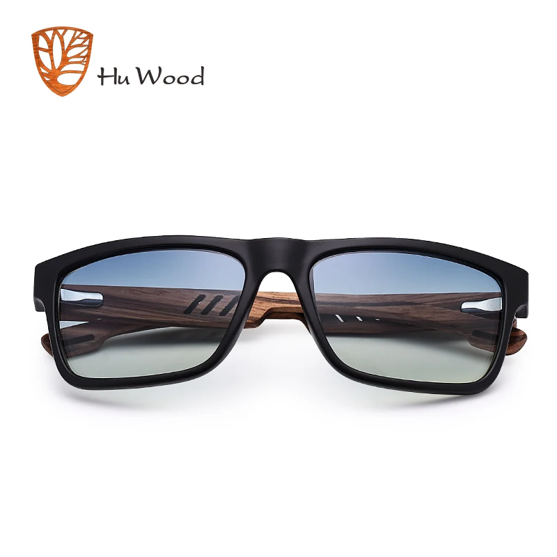 HU WOOD Brand Design Zebra Wood Sunglasses For Men Fashion Sport Color Gradient Sun glasses Driving Fishing Mirror Lens GRS8016