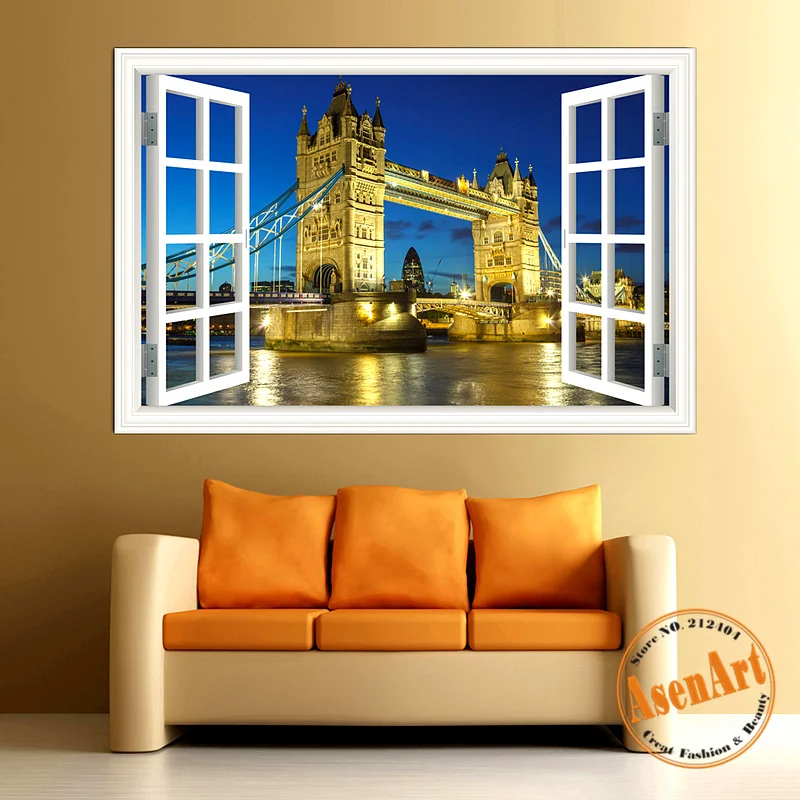 Aliexpress.com : Buy 3d Wall Sticker Famous Bridge Window 