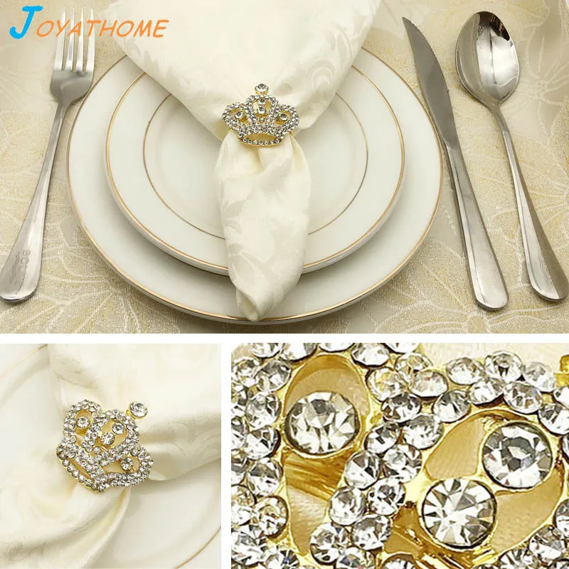 

Joyathome 10pcs/Lot Crown Gold Plated Diamond Napkin Ring Golden Alloy Napkin Buckle for Hotel Wedding Party Table Decoration