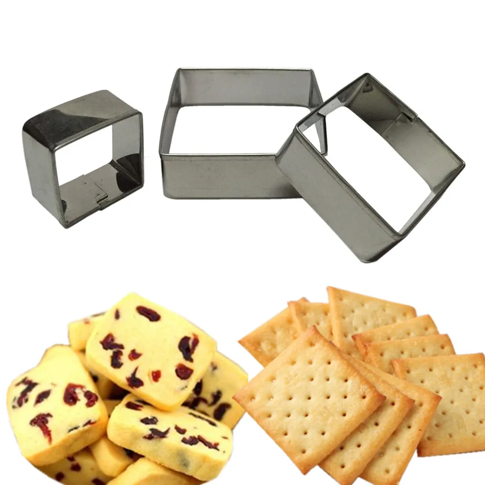 

3PCS/SET Square Shape Mold Sugarcraft Biscuit Cookie Tool Cake Pastry Baking Cutter Mould Tool For Cakes
