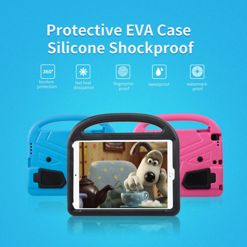 

Protective EVA Case for iPad Air/Air2/Pro9.7/New9.7 Silicone Shockproof Handle Case Screen Protector for Kids (Pink)