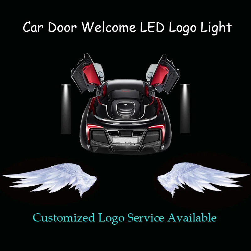 

2x 3D Angel Wings Logo Car Door Motorcycle Scooter Welcome Courtesy Ghost Shadow Puddle Spotlight Laser Projector LED Light
