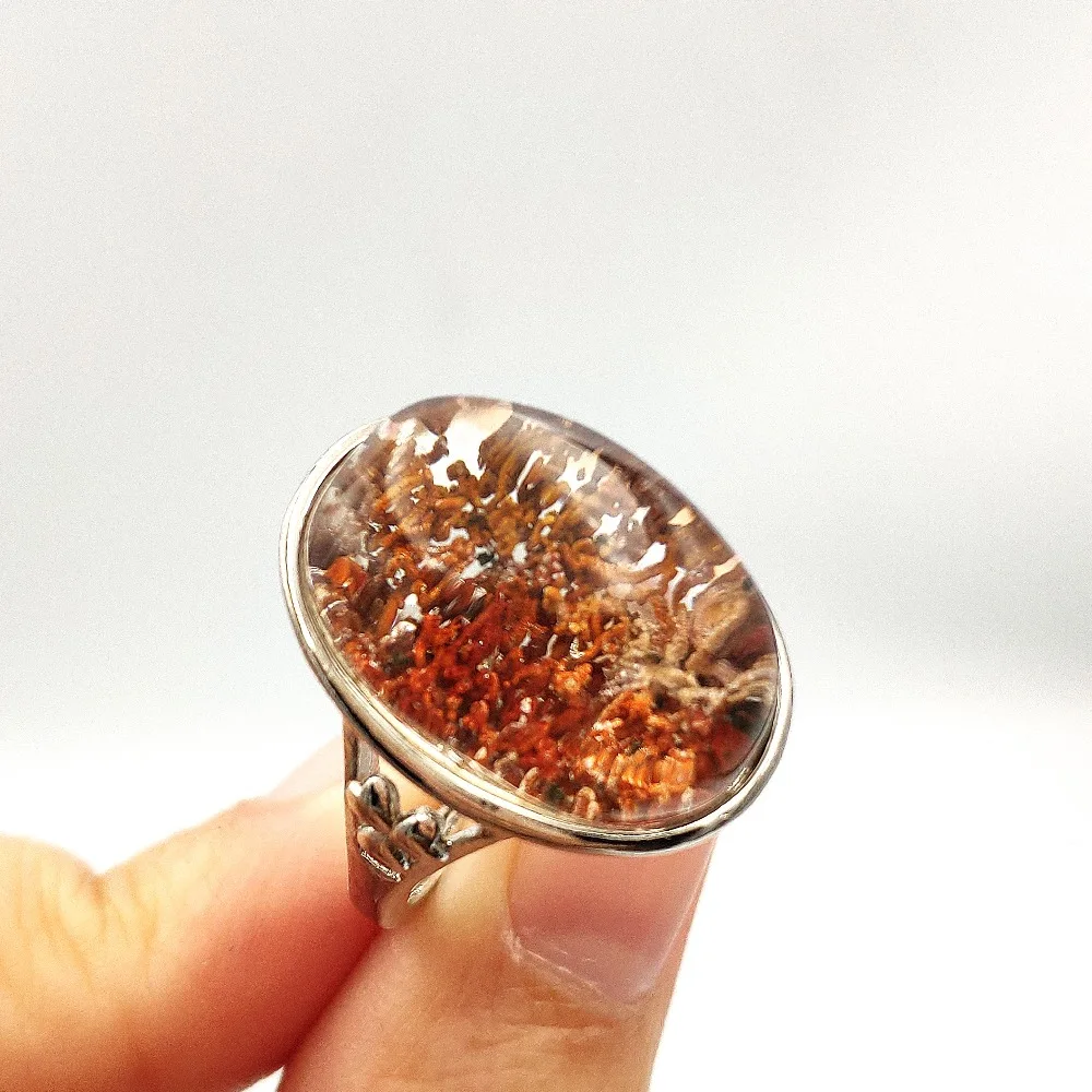 

Top Quality Natural Red Phantom Quartz Colorful Adjustable Woman Man Ring Crystal 18x13mm Garden Ghost Beautiful Gift AAAAA