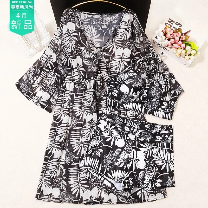 

show thin covering belly super fairy long sleeve three-piece suit is prevented bask in smock big chest bikini beach