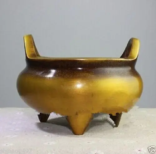 

003519 China Archaic Bronze statue Horn cup Signed carvings