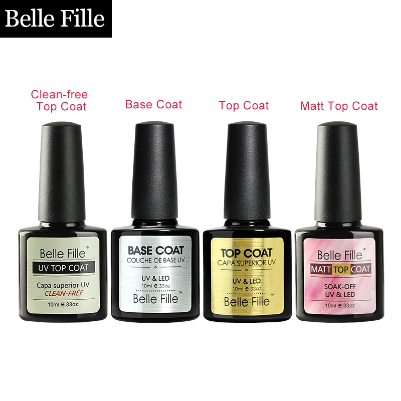 Belle FILLE УФ гель для ногтей прозрачный не протирать верхнее покрытие Базовое