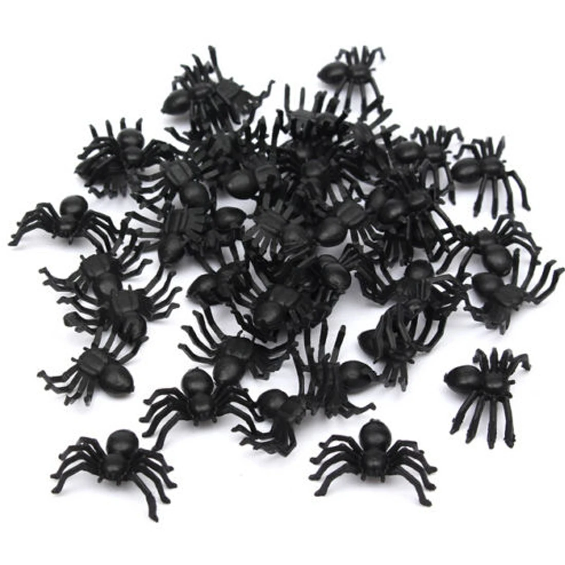 

Useful 200pcs 2*1.4cm Plastic Black Spider Halloween Decoration Festival Supplies Funny Prank Toys Decoration Realistic Prop