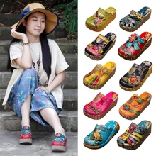 Genuine Leather Women's Spring Summer Slippers Thick Bottom Home Slippers Women High Heels Platform Sandals Basic Slides Shoes цена Genuine Leather Women's Spring Summer Slippers Thick Bottom Home Slippers Women High Heels Platform Sandals Basic Slides Shoes цены онлайн