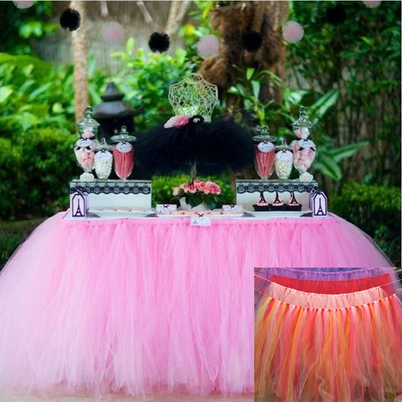 

100cm X 80cm Tulle Table Skirt DIY Tutu Tableware Skirts Organza Roll for Wedding Birthday Decoration Baby Shower Favors Party