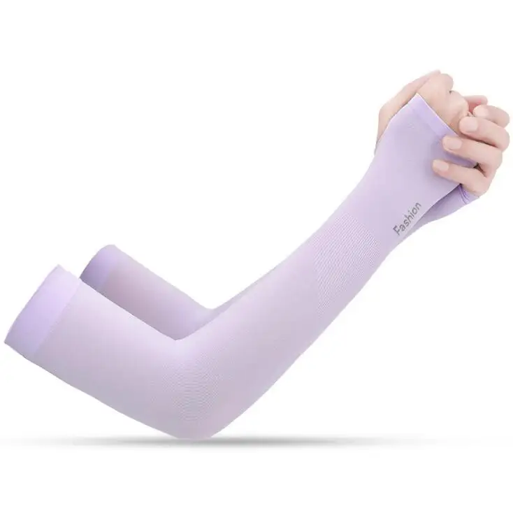 1 пара УФ Защита Длинные рукава теплые унисекс лед для охлаждения шелковые рукава Эластичный велосипедный перчатки для бега - Цвет: purple