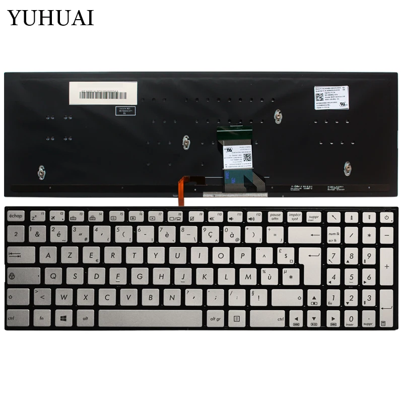 New French Laptop Keyboard For Asus Gl702 Gl702vt Gl702vm Silver 0knb0