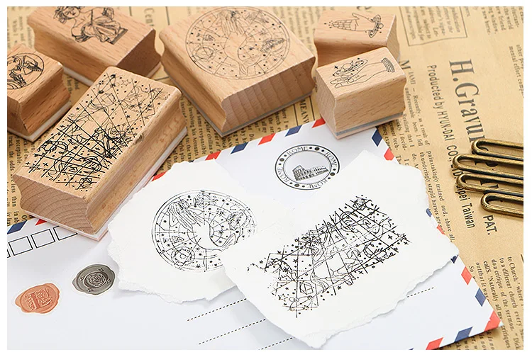 Infeel.me vintage plant statue wood stamp Decorative DIY stationery scrapbooking Retail