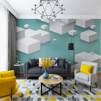 

3d wallpaper creative cube 3D background wall painting - waterproof wall covering