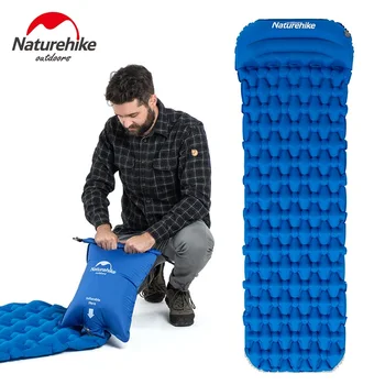 Naturehike Sleeping Pad With Pillow Air Bag New Hand Press Inflating Camping Mattress Ultralight Outdoor Hiking Tent Mats 1