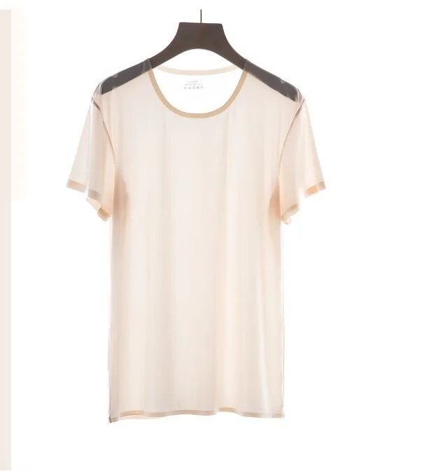 Men's seamless all season bottoming Undershirts Male superfine thin elastic soft short sleeve T-shirts Men quick dry Tops & Tees