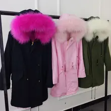 

Mother daughter winter Parker coat family matching imitation fur jacket Mother daughter imitation fox fur long Family clothes