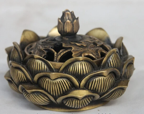 

Песня voge gem S1554 Китай дворец королевская Бронза Медь резной Лотос цветок Чаша Курильница