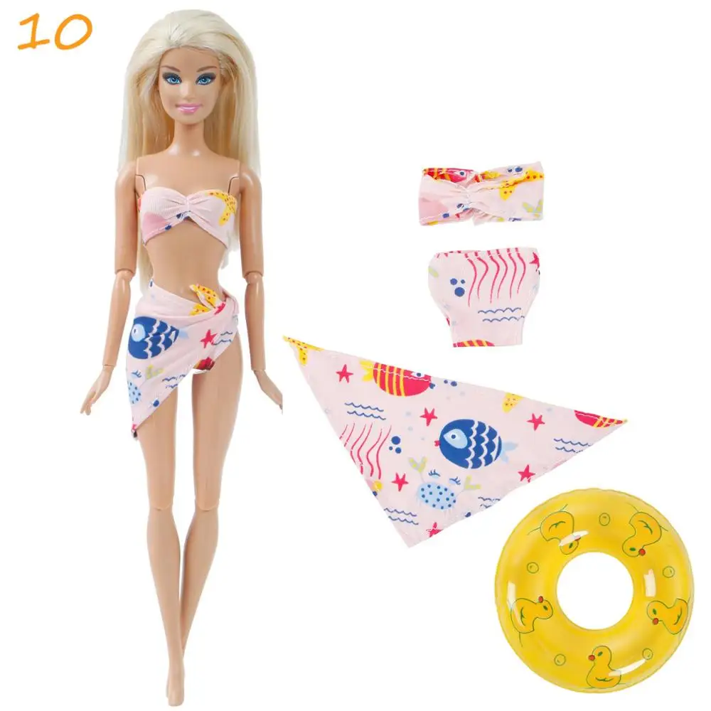 Mix купальники для кукол+ спасательный круг/плавательные кольца купальники бикини буй пляжная одежда для купания аксессуары для куклы Барби игрушки для девочек - Цвет: 10