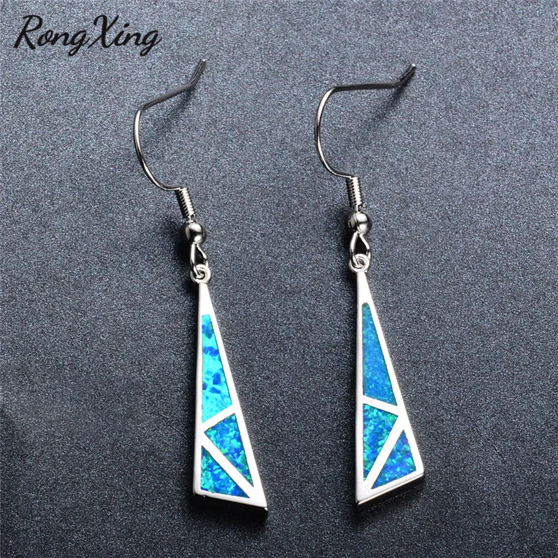 Женские серьги подвески с голубым/белым огненным опалом|dangling earrings for women|long dangle