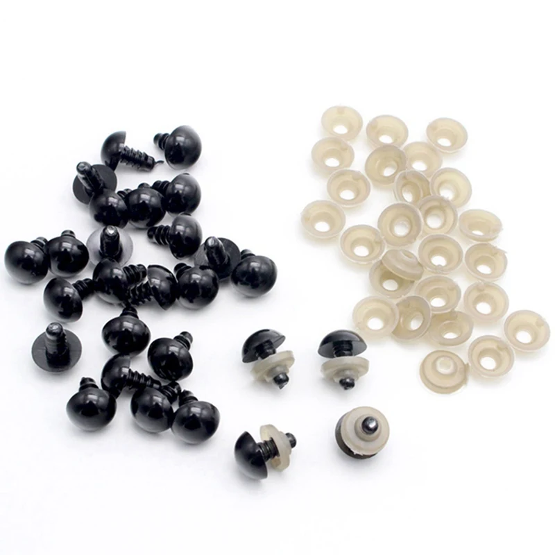 

100 Pairs/Pack New Plastic Safety Eye For Bear Doll Animal Puppet Toy All Black Eyes Teddy Bear Eyes For DIY Fun 6-12 MM