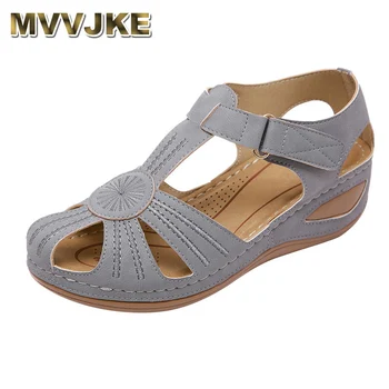 

MVVJKEWoman Hollow Sandals Breathable Women Beach Shoes Hook Loop Sandals Female Flats Cut-Outs Women's Loafers New Arrival
