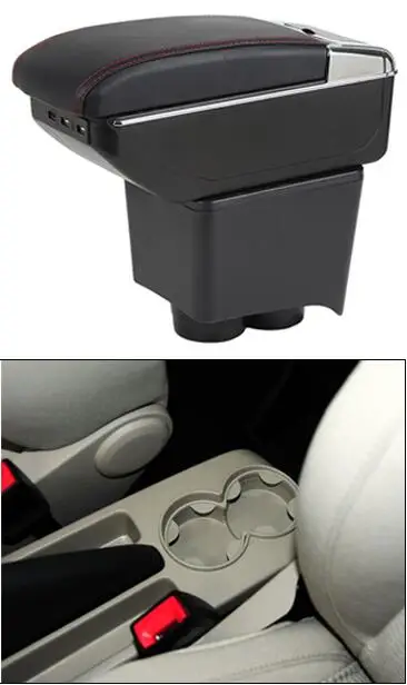 

Storage Box Center Console Leather Cup Holder Dual Layer Armrest Arm Rest For Volkswagen Polo 9N 2002-2009 2005 2006 2007 2008