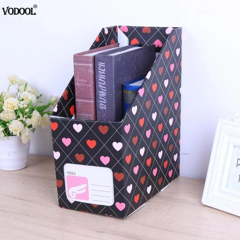 

VODOOL Peach Heart File Book Stand Desktop Desk Organizer Magazine Storage Box File Document Stationery Gift Office Supplies