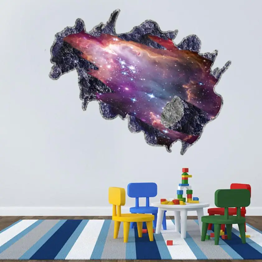 Wall Stickers 3D Meteorite Wall Sticker Removable Mural Decals Vinyl Art Living Room Decor 714 ...