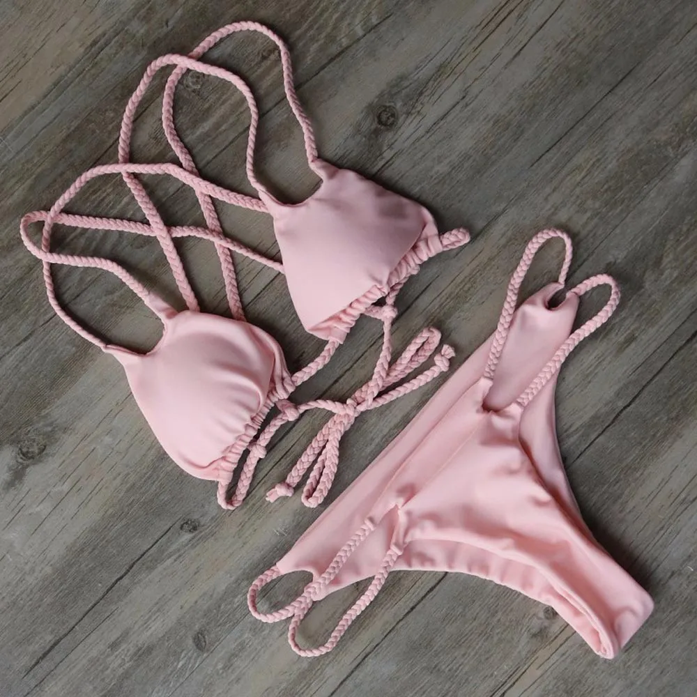 bandage funny swimsuit brazilian bikini set swimsuit women 2017 summer